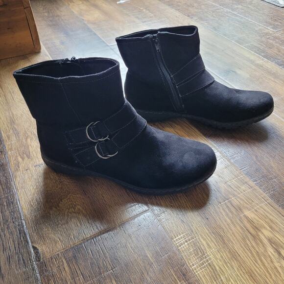 Natural  Soul by Nauralizer Women's Black Ankle Booties Size 8.5 Side Zip Boots - Picture 1 of 11